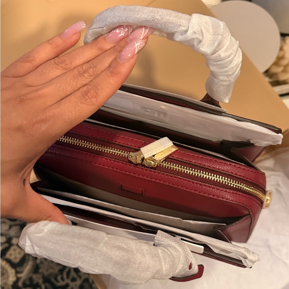 Michael Kors Burgundy Satchel with Gold Accents - Picture 4 of 9